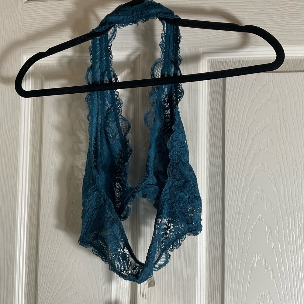 FREE PEOPLE Last Dance Lace Halter Bra / Legion Blue Size XSMALL - Picture 8 of 11